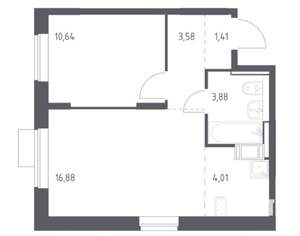 2-к квартира, вторичка, 41м2, 5/12 этаж