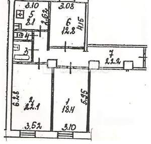 3-к квартира, вторичка, 89м2, 5/5 этаж