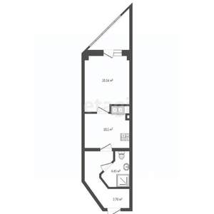 1-к квартира, вторичка, 54м2, 22/25 этаж