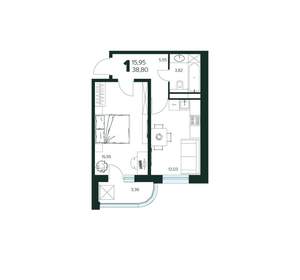 1-к квартира, вторичка, 39м2, 4/9 этаж