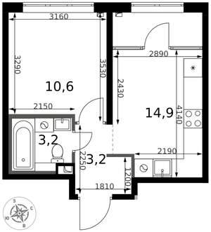 1-к квартира, вторичка, 32м2, 2/17 этаж