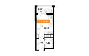 Студия квартира, вторичка, 26м2, 15/17 этаж