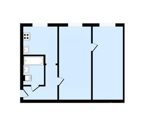 2-к квартира, вторичка, 43м2, 1/4 этаж