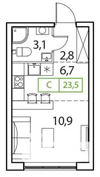 1-к квартира, вторичка, 24м2, 17/18 этаж