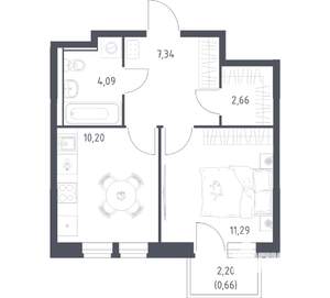 1-к квартира, вторичка, 36м2, 12/17 этаж