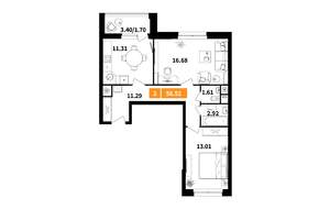 2-к квартира, вторичка, 59м2, 10/22 этаж