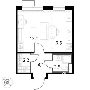 Студия квартира, вторичка, 29м2, 9/17 этаж