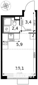 Студия квартира, вторичка, 22м2, 9/17 этаж