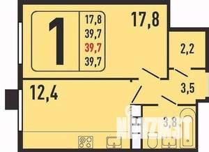 1-к квартира, вторичка, 40м2, 1/8 этаж