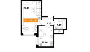 1-к квартира, вторичка, 38м2, 3/17 этаж