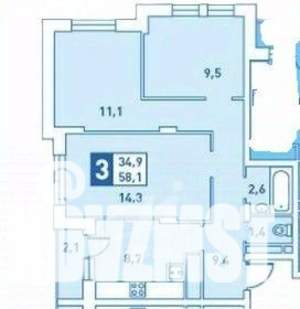 3-к квартира, вторичка, 57м2, 3/4 этаж
