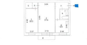 2-к квартира, вторичка, 43м2, 3/5 этаж