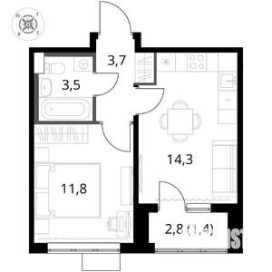 1-к квартира, вторичка, 35м2, 4/17 этаж