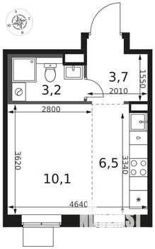 1-к квартира, вторичка, 24м2, 7/8 этаж