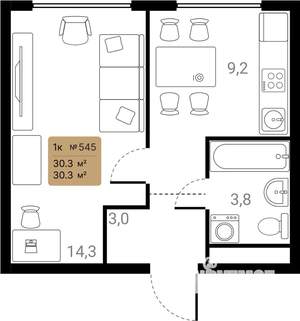 1-к квартира, вторичка, 30м2, 23/28 этаж
