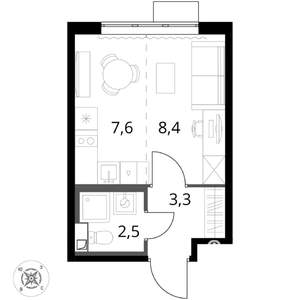 Студия квартира, вторичка, 22м2, 7/16 этаж