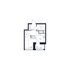 1-к квартира, строящийся дом, 26м2, 3/15 этаж
