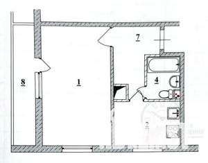 1-к квартира, вторичка, 33м2, 3/12 этаж