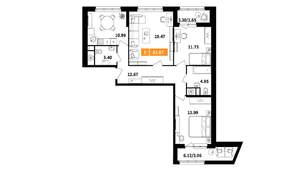 3-к квартира, вторичка, 82м2, 5/7 этаж