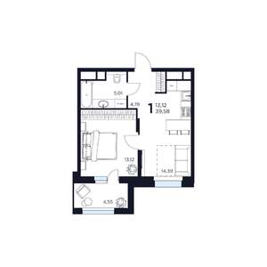 1-к квартира, вторичка, 40м2, 10/17 этаж