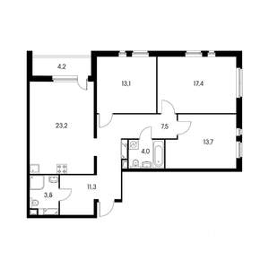 4-к квартира, вторичка, 94м2, 19/25 этаж