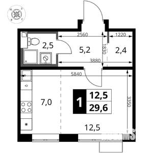Студия квартира, вторичка, 30м2, 14/16 этаж