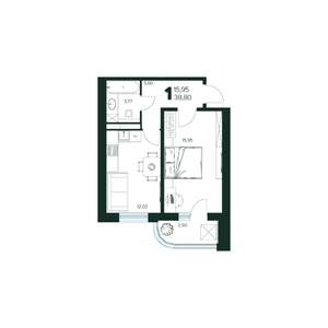 1-к квартира, строящийся дом, 39м2, 7/9 этаж