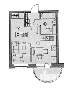 Студия квартира, вторичка, 30м2, 6/10 этаж