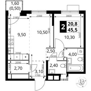 2-к квартира, вторичка, 46м2, 5/17 этаж