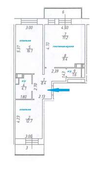 2-к квартира, вторичка, 72м2, 6/16 этаж
