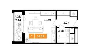 Студия квартира, вторичка, 30м2, 4/17 этаж