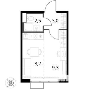 Студия квартира, вторичка, 23м2, 15/17 этаж