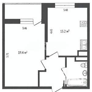 1-к квартира, вторичка, 49м2, 14/25 этаж