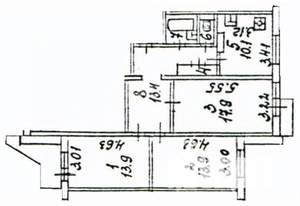 3-к квартира, вторичка, 78м2, 14/17 этаж