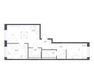2-к квартира, вторичка, 57м2, 4/17 этаж