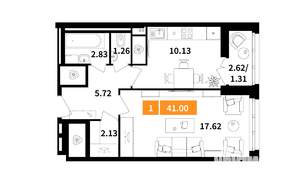 1-к квартира, вторичка, 41м2, 2/17 этаж