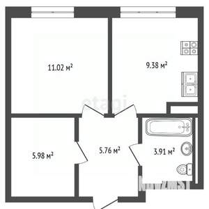 1-к квартира, вторичка, 36м2, 4/12 этаж