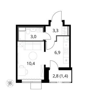 1-к квартира, вторичка, 25м2, 11/17 этаж