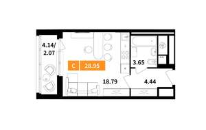 Студия квартира, строящийся дом, 29м2, 14/14 этаж