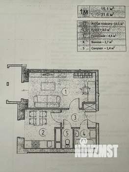 1-к квартира, вторичка, 32м2, 9/9 этаж