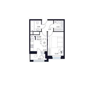 1-к квартира, вторичка, 35м2, 15/15 этаж