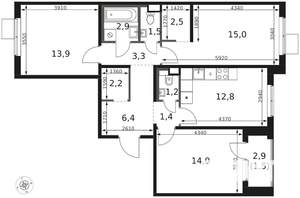 3-к квартира, вторичка, 79м2, 7/8 этаж