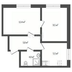2-к квартира, вторичка, 34м2, 2/9 этаж