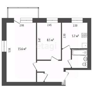 2-к квартира, вторичка, 42м2, 4/5 этаж