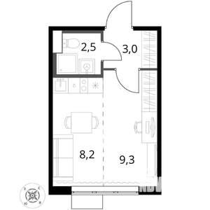 Студия квартира, вторичка, 23м2, 6/17 этаж