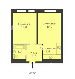 2-к квартира, вторичка, 45м2, 4/25 этаж