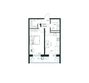 1-к квартира, вторичка, 40м2, 2/9 этаж