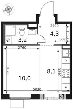 1-к квартира, вторичка, 26м2, 5/8 этаж