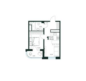 1-к квартира, вторичка, 37м2, 2/9 этаж