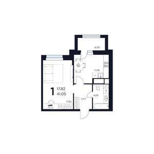 1-к квартира, вторичка, 41м2, 2/15 этаж